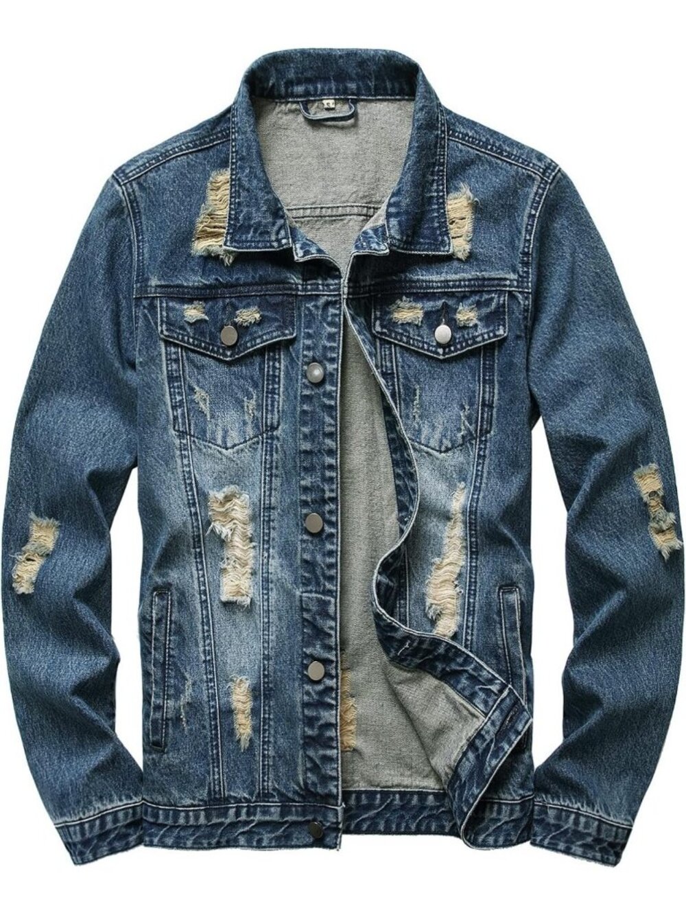Men's Vintage Washed Stretch Denim Jacket - Casual Fashion Outerwear